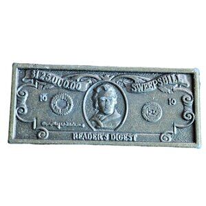 Readers Digest $125000.00 Sweepstake Metal Plaque Collectible Memorabilia